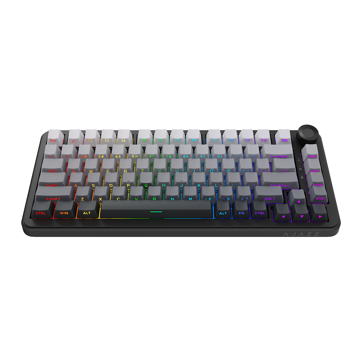 Ajazz AK820 Max Plus - Side-Engraved Gradient Grey - Angle View