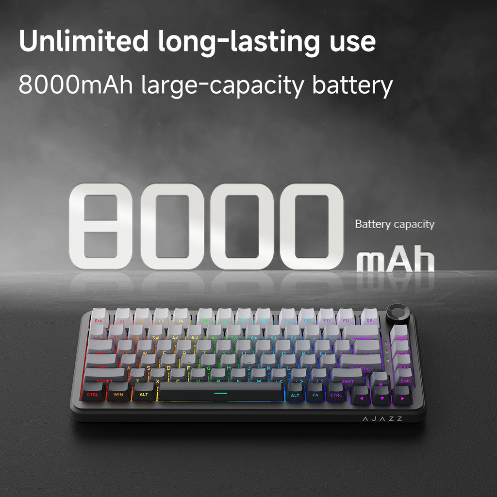 Ajazz AK820 Max Plus - Side-Engraved Gradient Grey - 8000mAh Battery