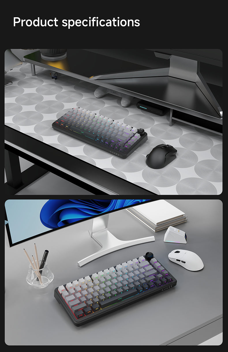 Ajazz AK820 Max Plus - Side-Engraved Gradient Grey - Desk Setup