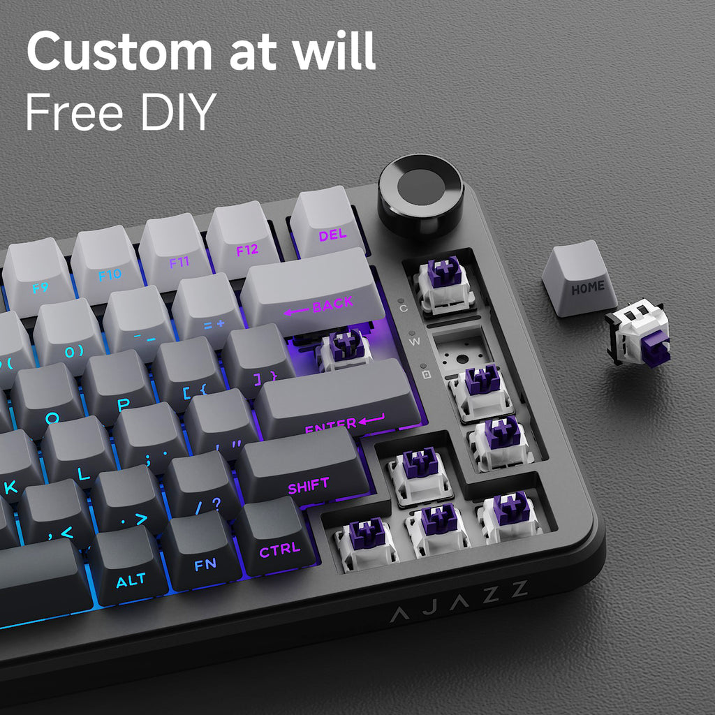 Ajazz AK820 Max Plus - Side-Engraved Gradient Grey - Hot-Swap Sockets