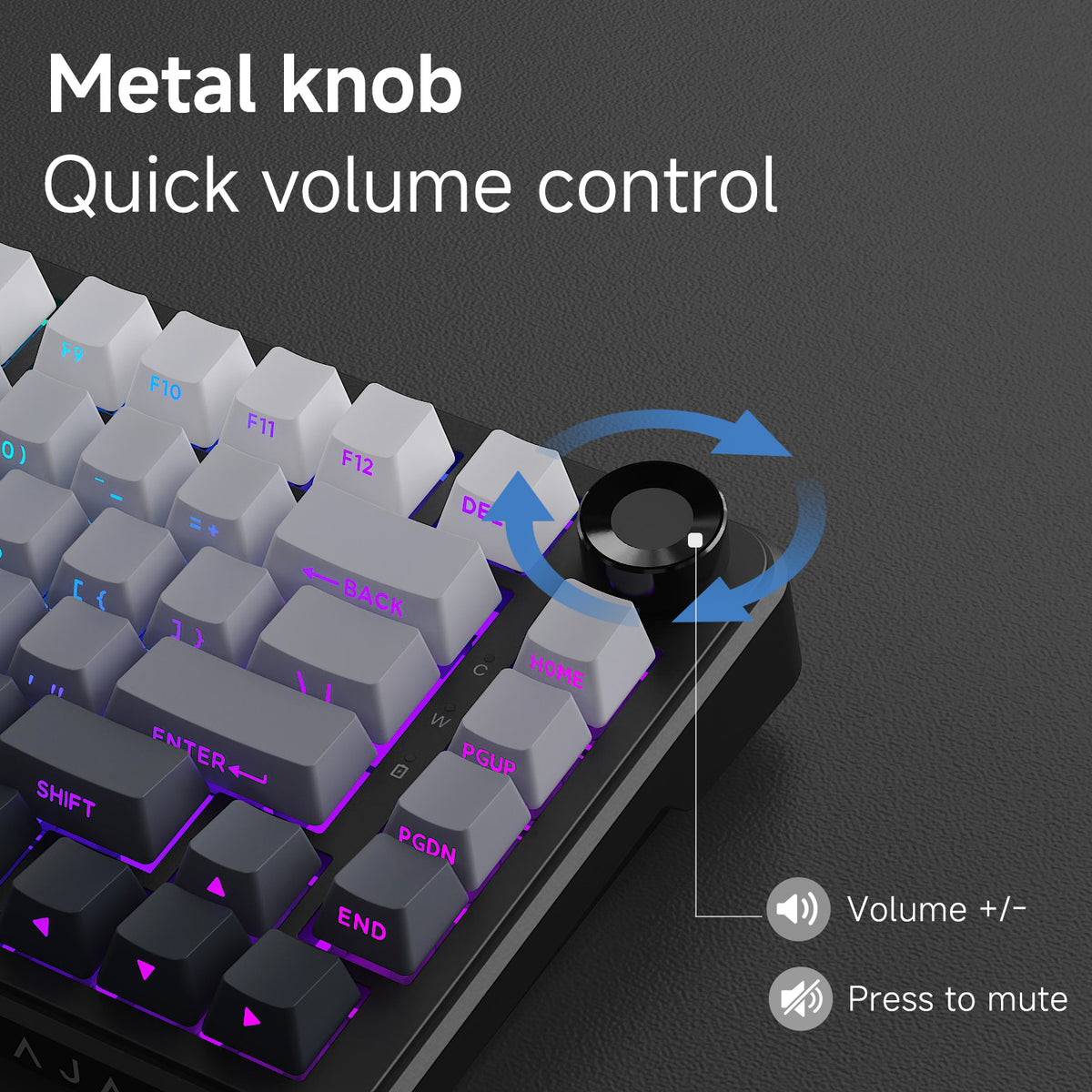 Ajazz AK820 Max Plus - Side-Engraved Gradient Grey - RGB Lighting Effects