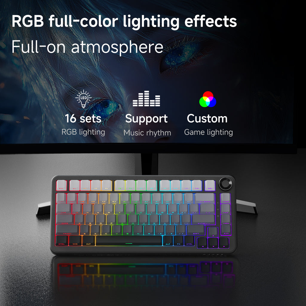 Ajazz AK820 Max Plus - Side-Engraved Gradient Grey - Side-Engraved Keycap Glow