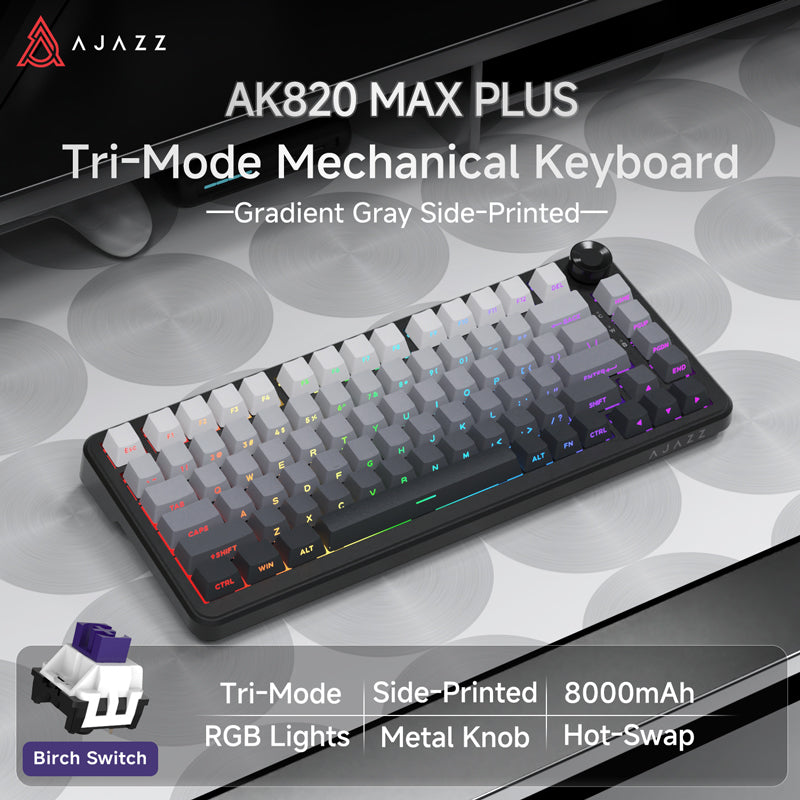 Ajazz AK820 Max Plus - Side-Engraved Gradient Grey - Spec Sheet