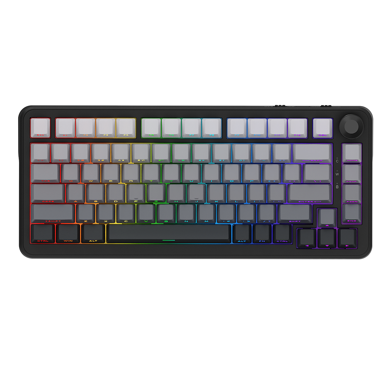 Ajazz AK820 Max Plus — Side-Engraved Gradient Grey — Angle View